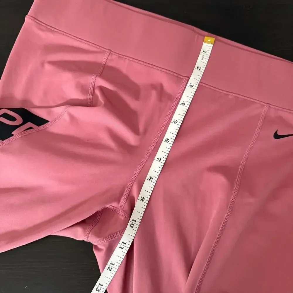 Nike Dri Fit Leggings Womens Sz XL Pink Logo Ankle Athleisure Workout Gym Yoga
